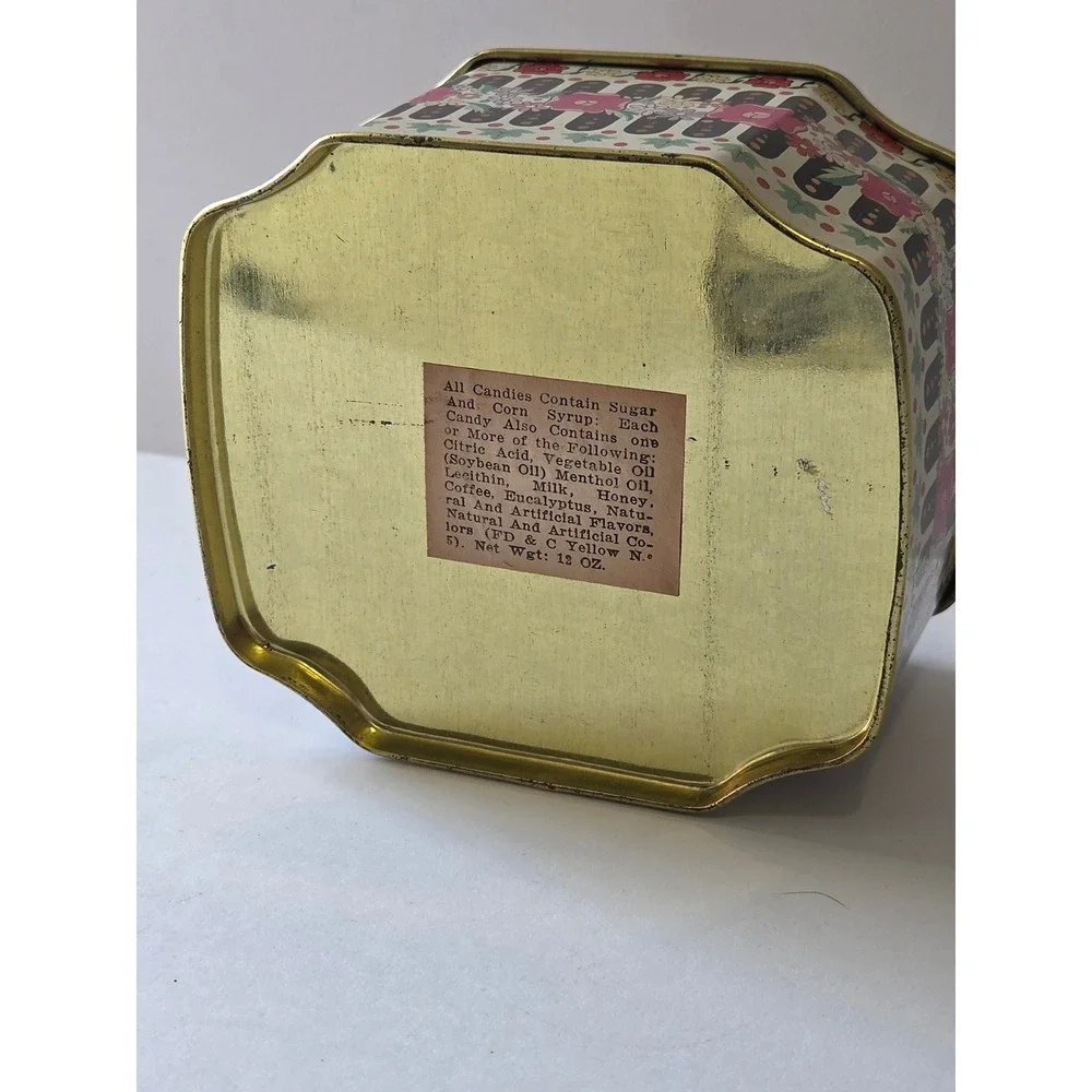 Vintage Meister Brazil Octagonal Floral Candy Tin Decorative Metal Box 12oz
